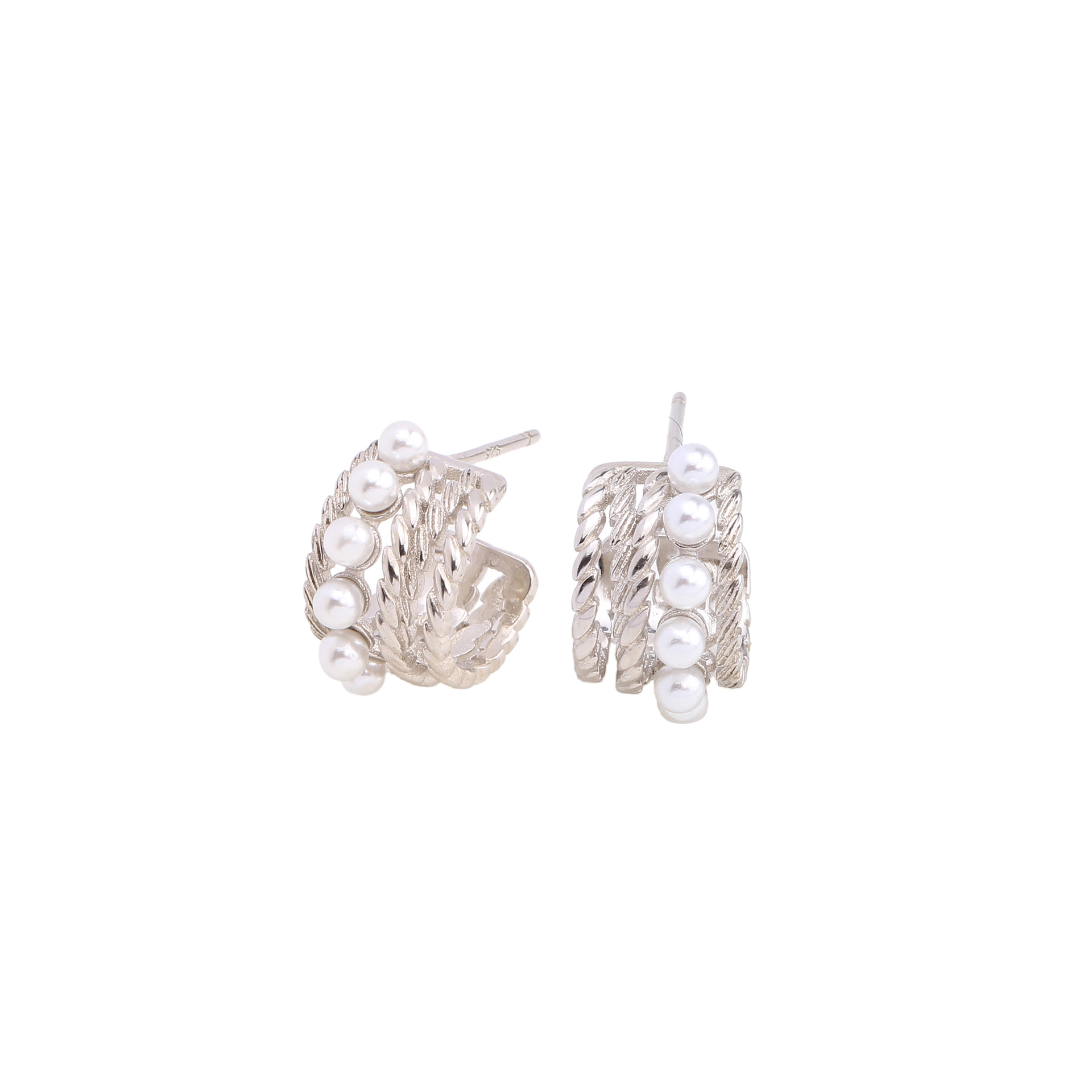 1 Pair Elegant U Shape Geometric Inlay Sterling Silver Artificial Pearls Earrings display picture 3