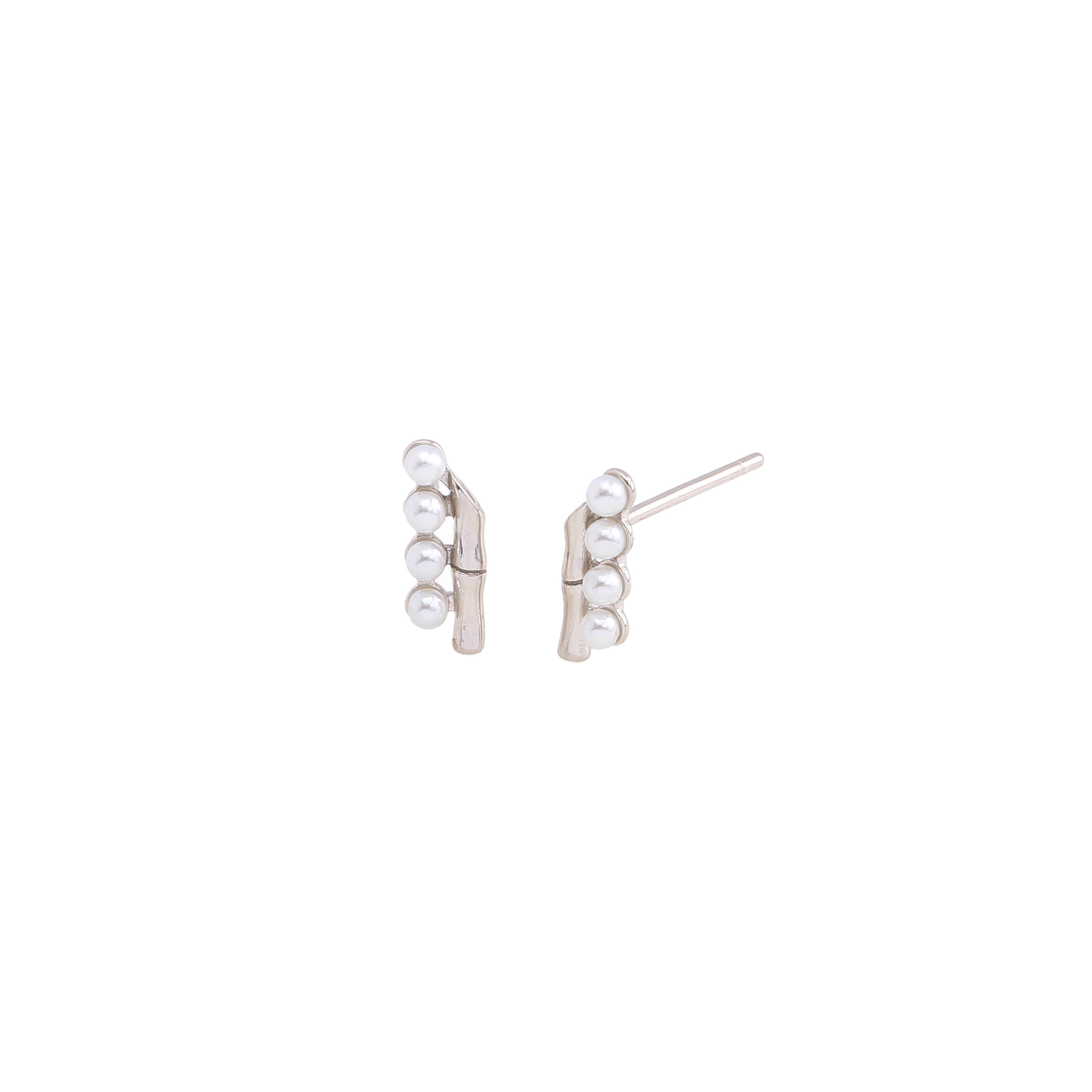 1 Pair Sweet Geometric Inlay Sterling Silver Artificial Pearls Ear Studs display picture 3