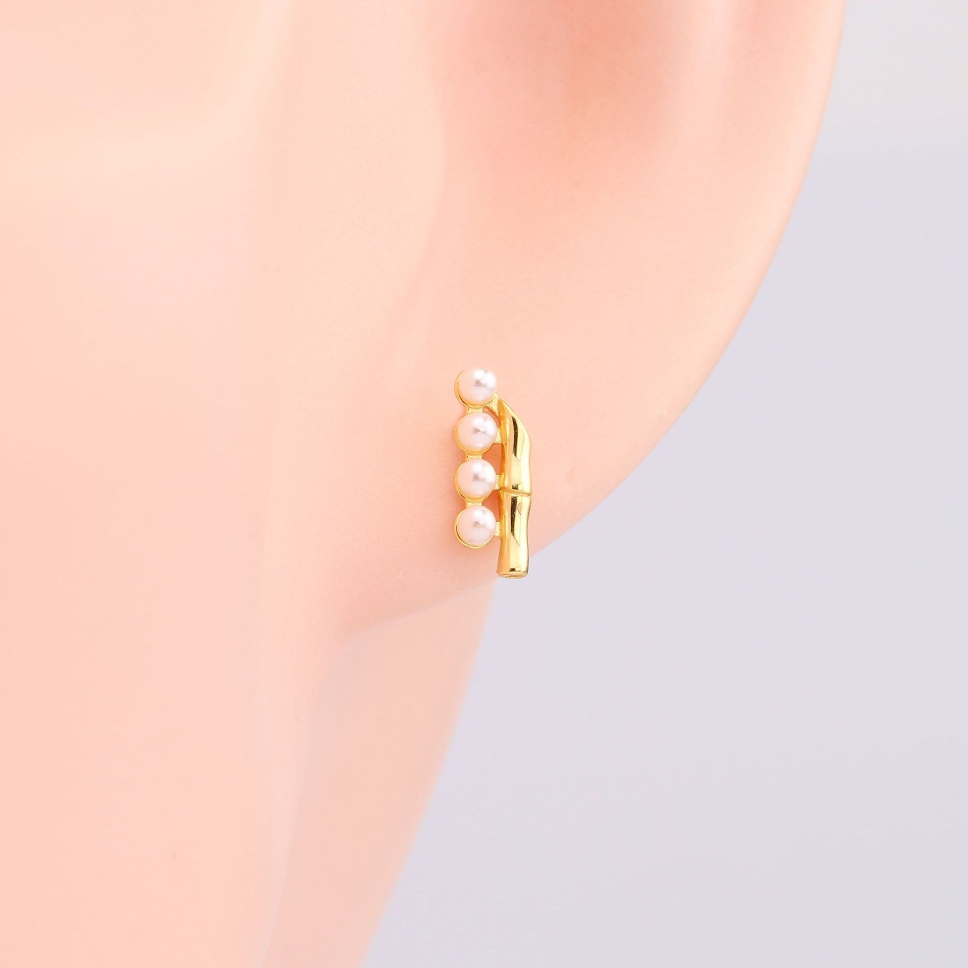 1 Paire Sucré Géométrique Incruster Argent Sterling Perles Artificielles Boucles D'oreilles display picture 5