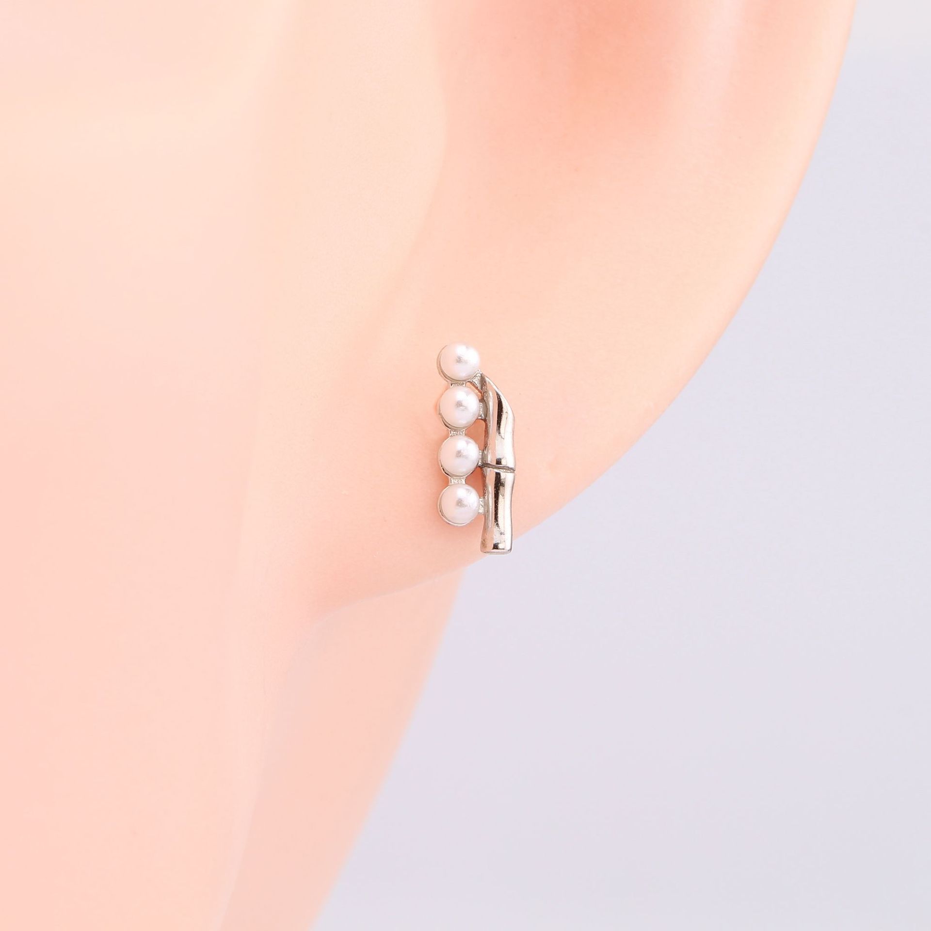 1 Paire Sucré Géométrique Incruster Argent Sterling Perles Artificielles Boucles D'oreilles display picture 6