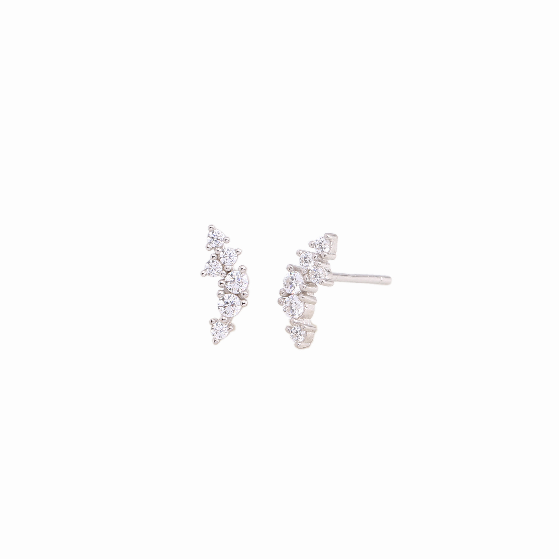 1 Pair Ig Style Korean Style Geometric Inlay Sterling Silver Zircon Ear Studs display picture 3