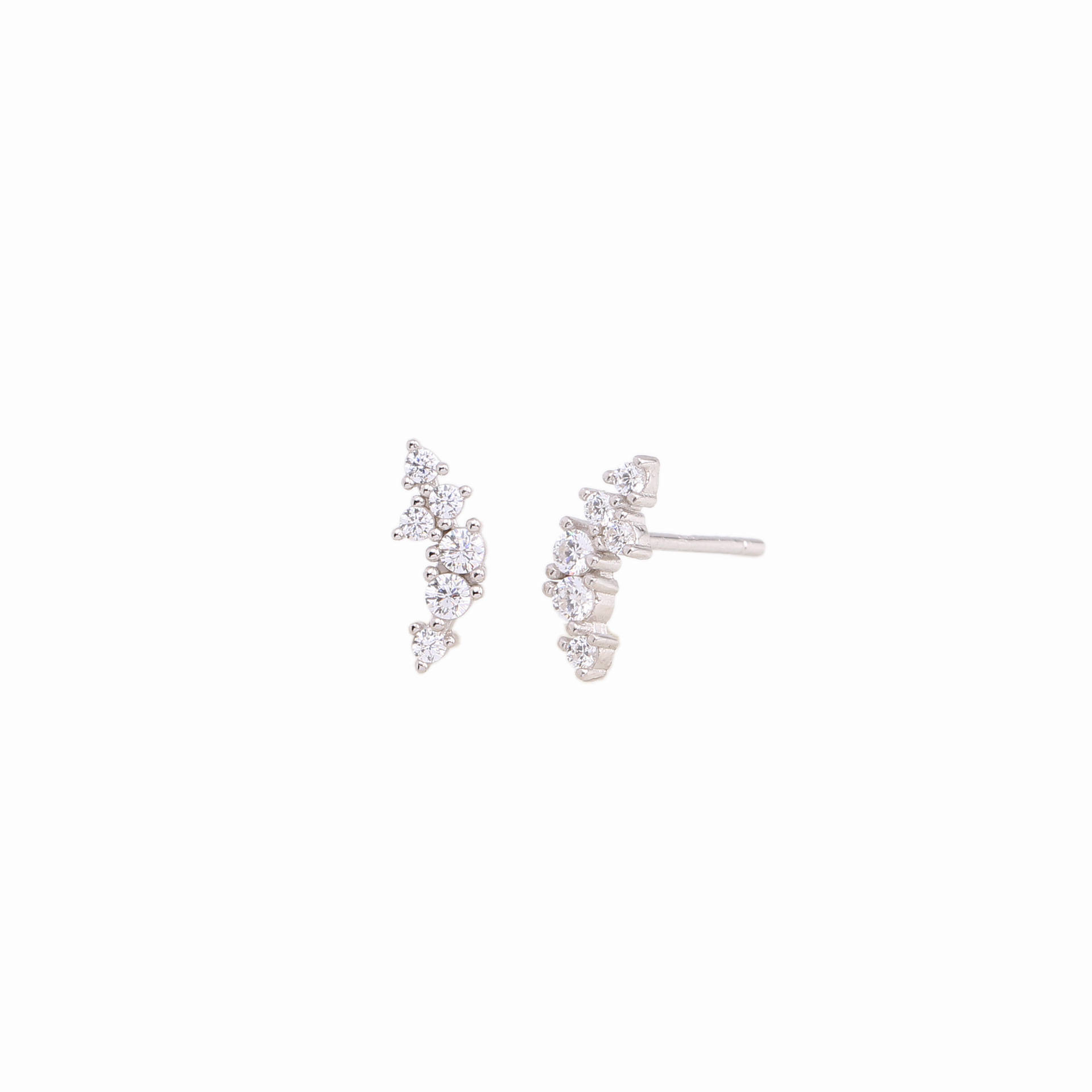 1 Paire Style Ig Style Coréen Géométrique Incruster Argent Sterling Zircon Boucles D'oreilles display picture 3