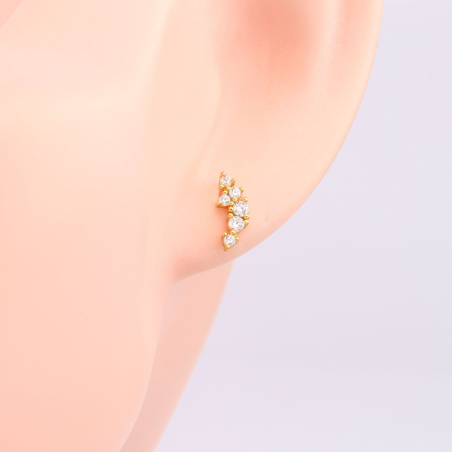 1 Pair Ig Style Korean Style Geometric Inlay Sterling Silver Zircon Ear Studs display picture 5