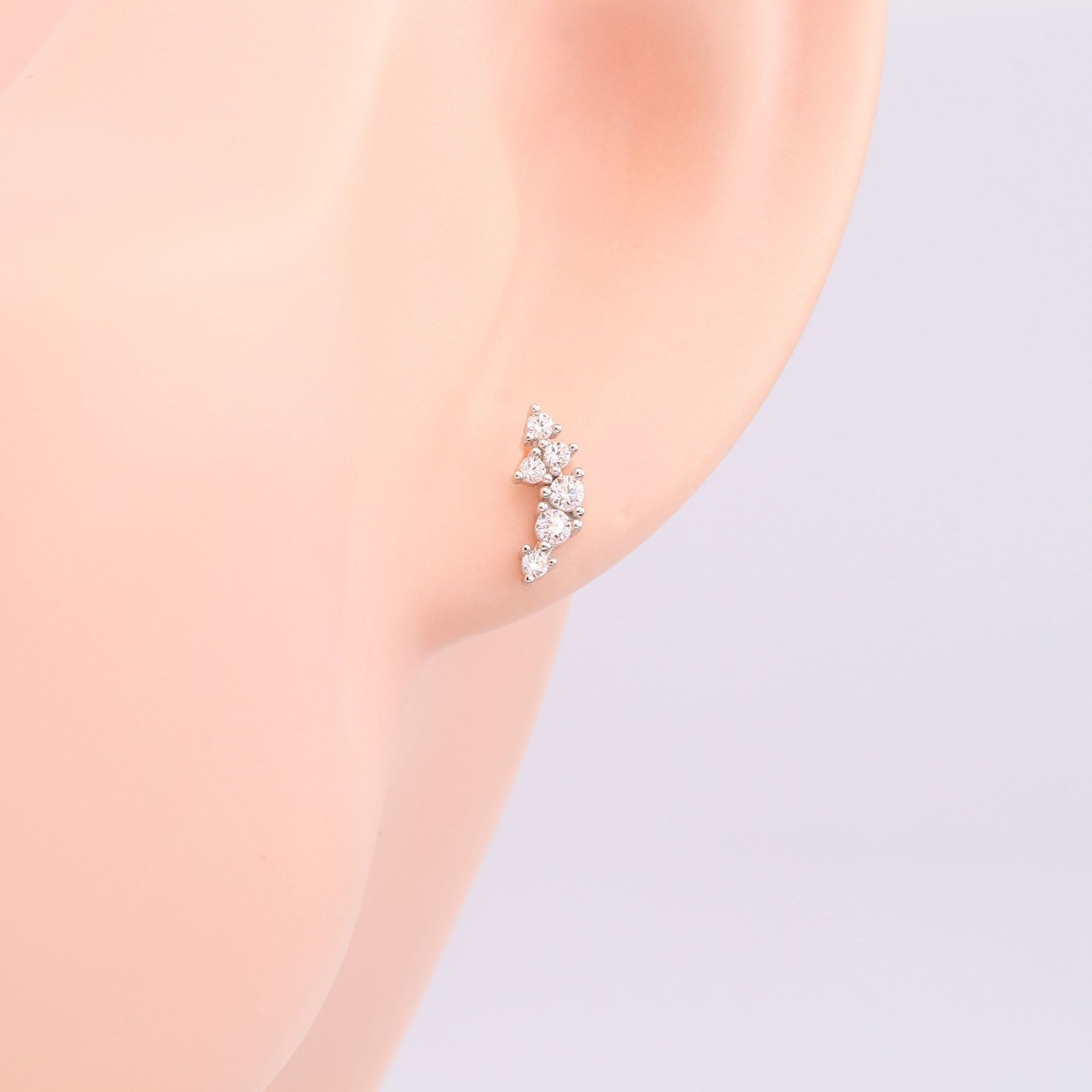 1 Pair Ig Style Korean Style Geometric Inlay Sterling Silver Zircon Ear Studs display picture 6