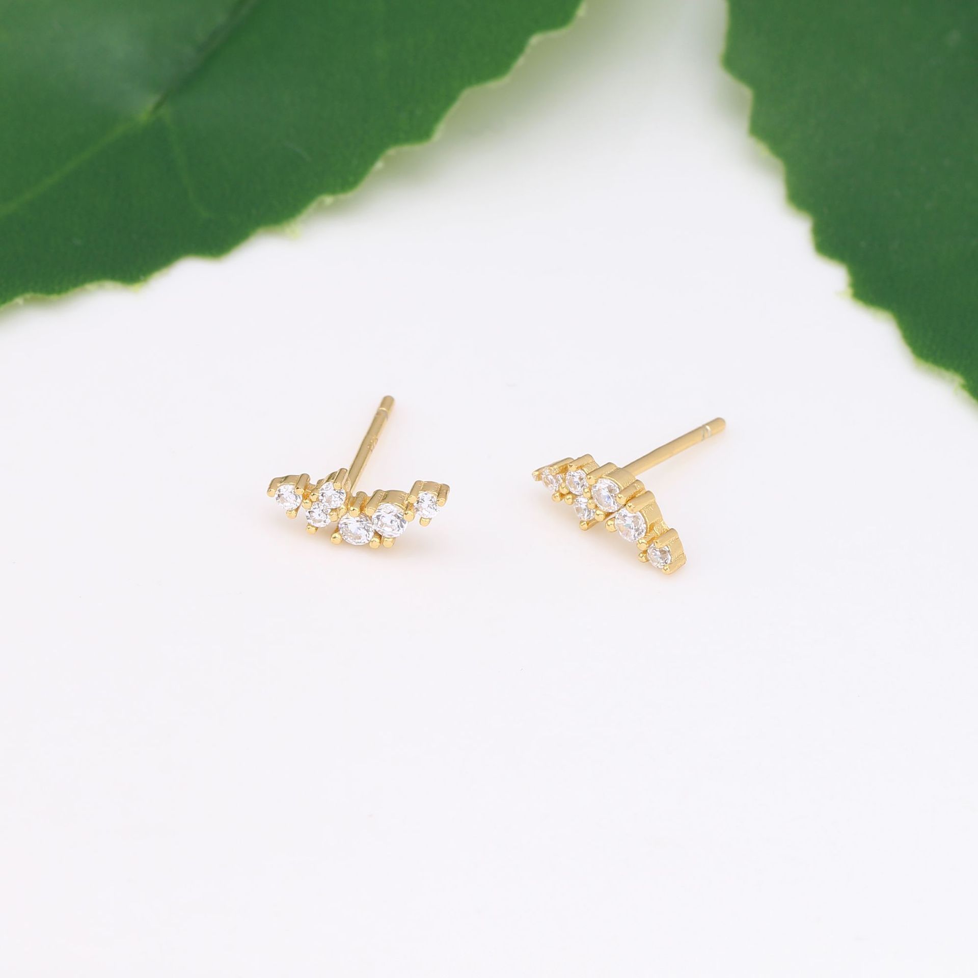 1 Pair Ig Style Korean Style Geometric Inlay Sterling Silver Zircon Ear Studs display picture 9