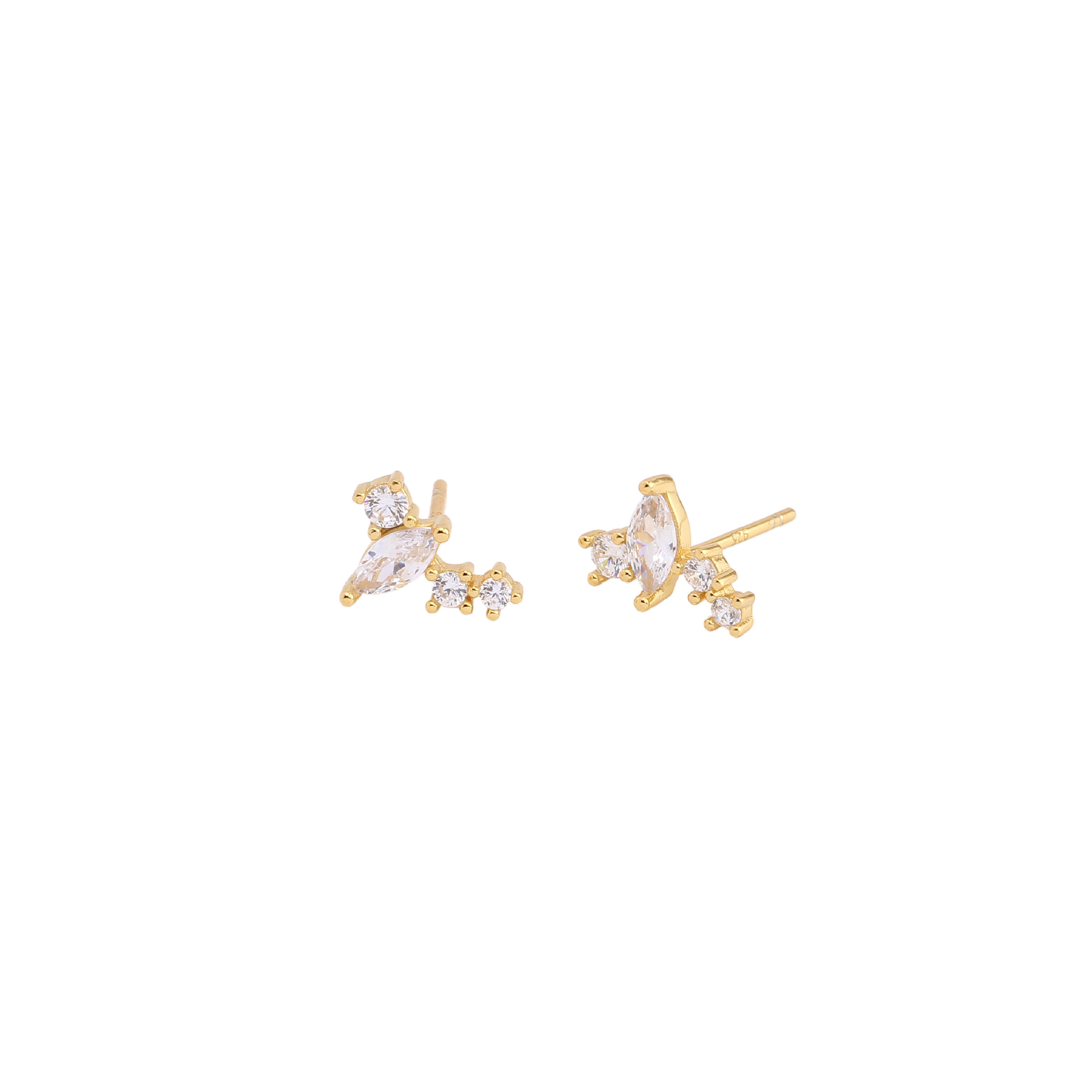 1 Pair Simple Style Korean Style Geometric Inlay Sterling Silver Zircon Ear Studs display picture 1
