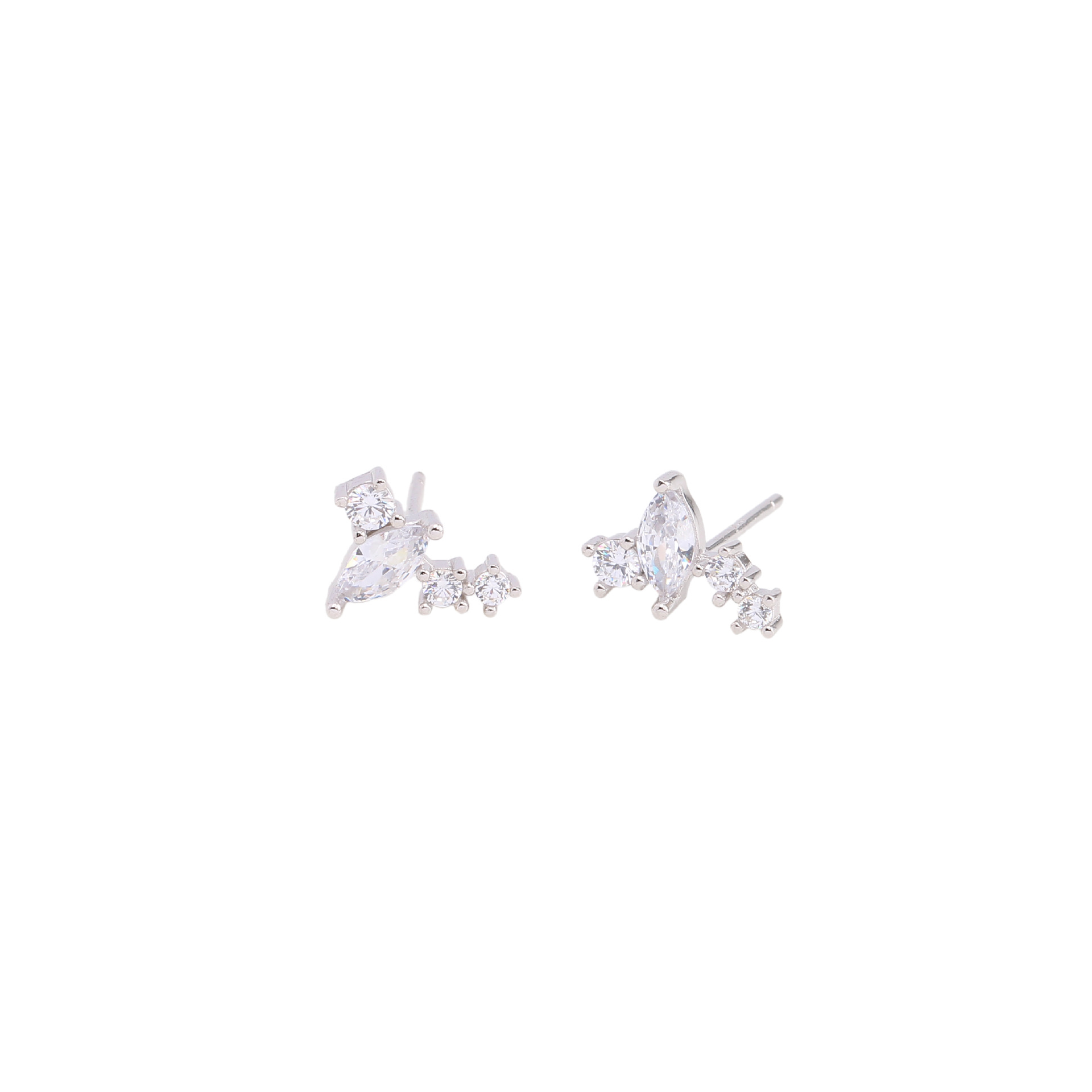 1 Pair Simple Style Korean Style Geometric Inlay Sterling Silver Zircon Ear Studs display picture 3