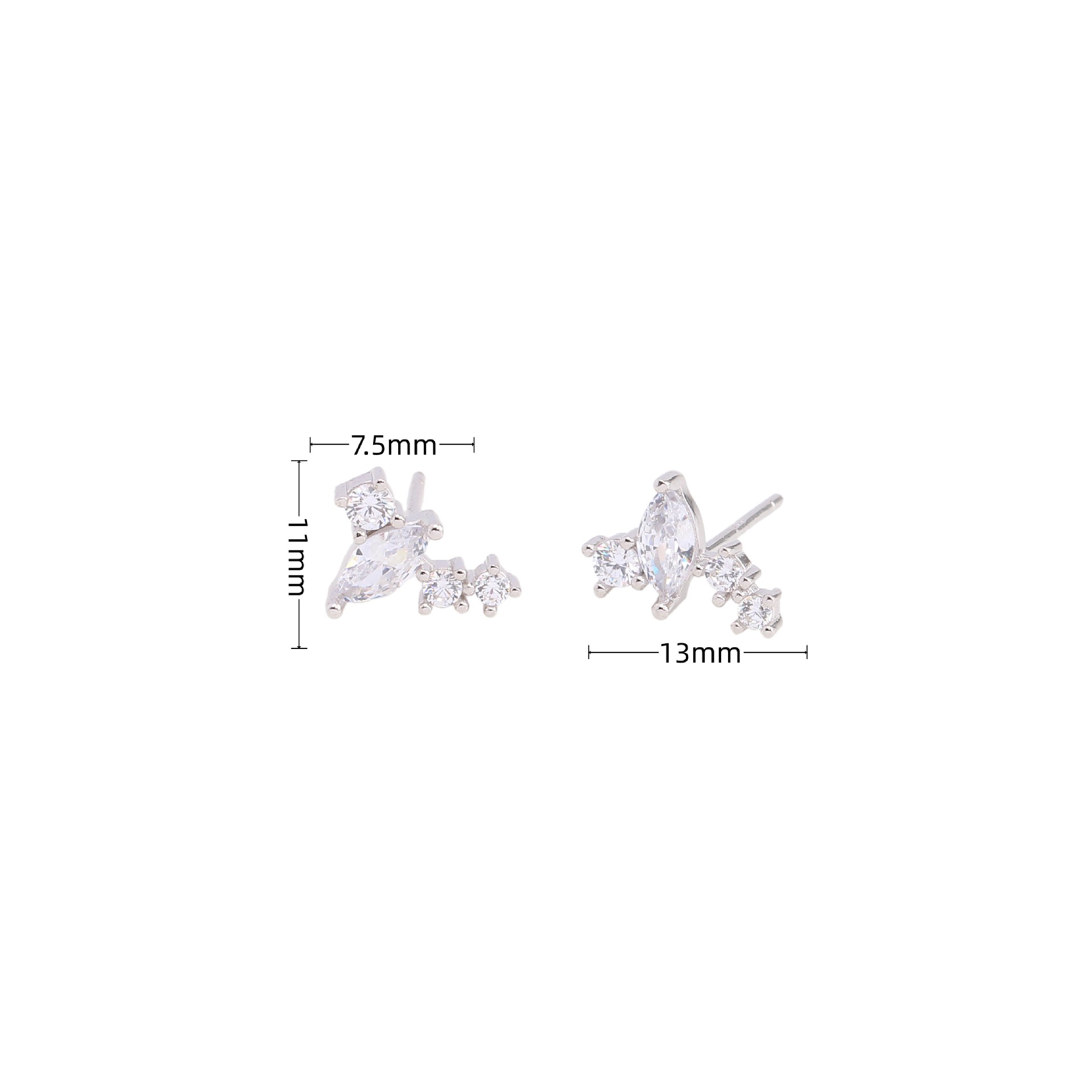 1 Pair Simple Style Korean Style Geometric Inlay Sterling Silver Zircon Ear Studs display picture 4