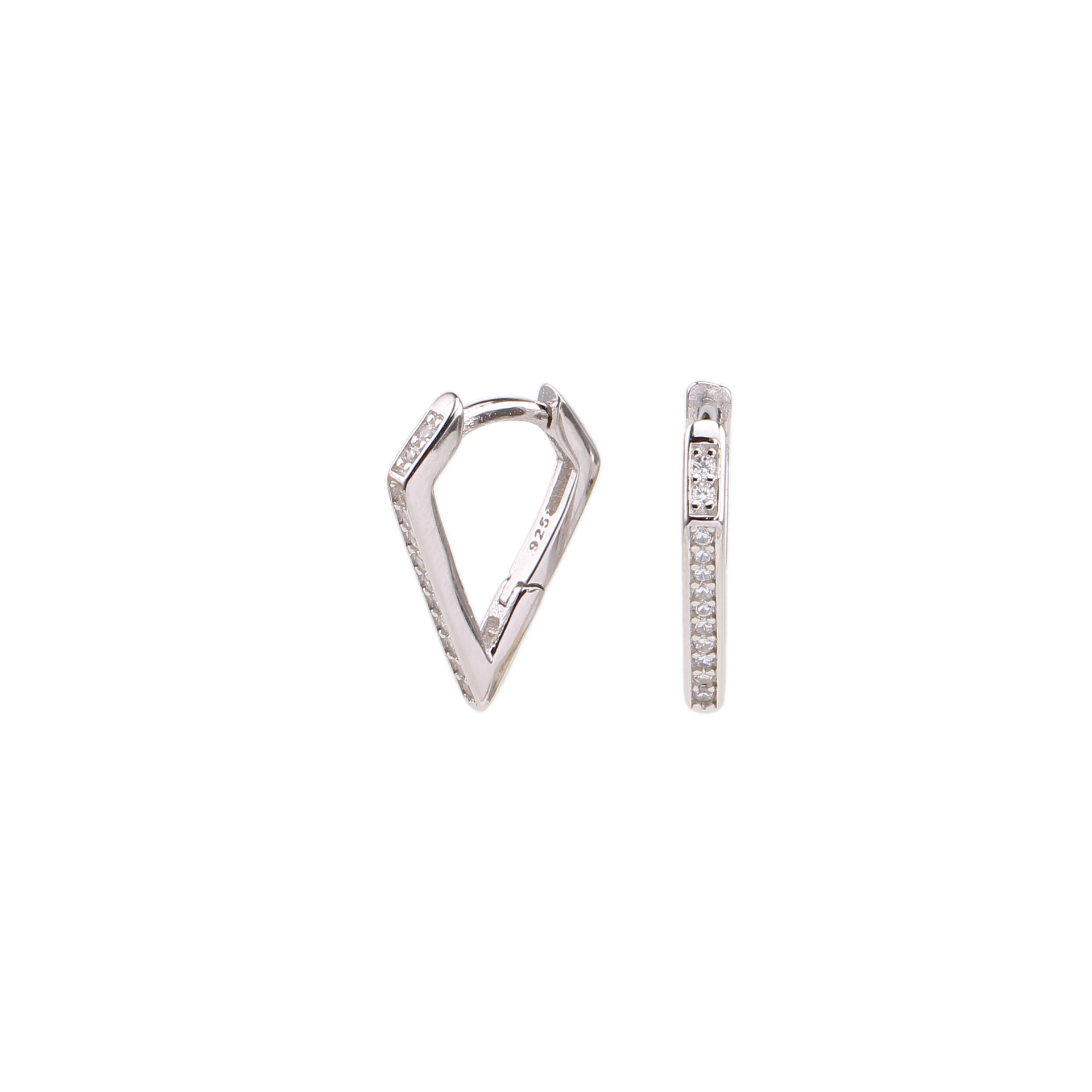 1 Pair Korean Style Geometric Inlay Sterling Silver Zircon Earrings display picture 3