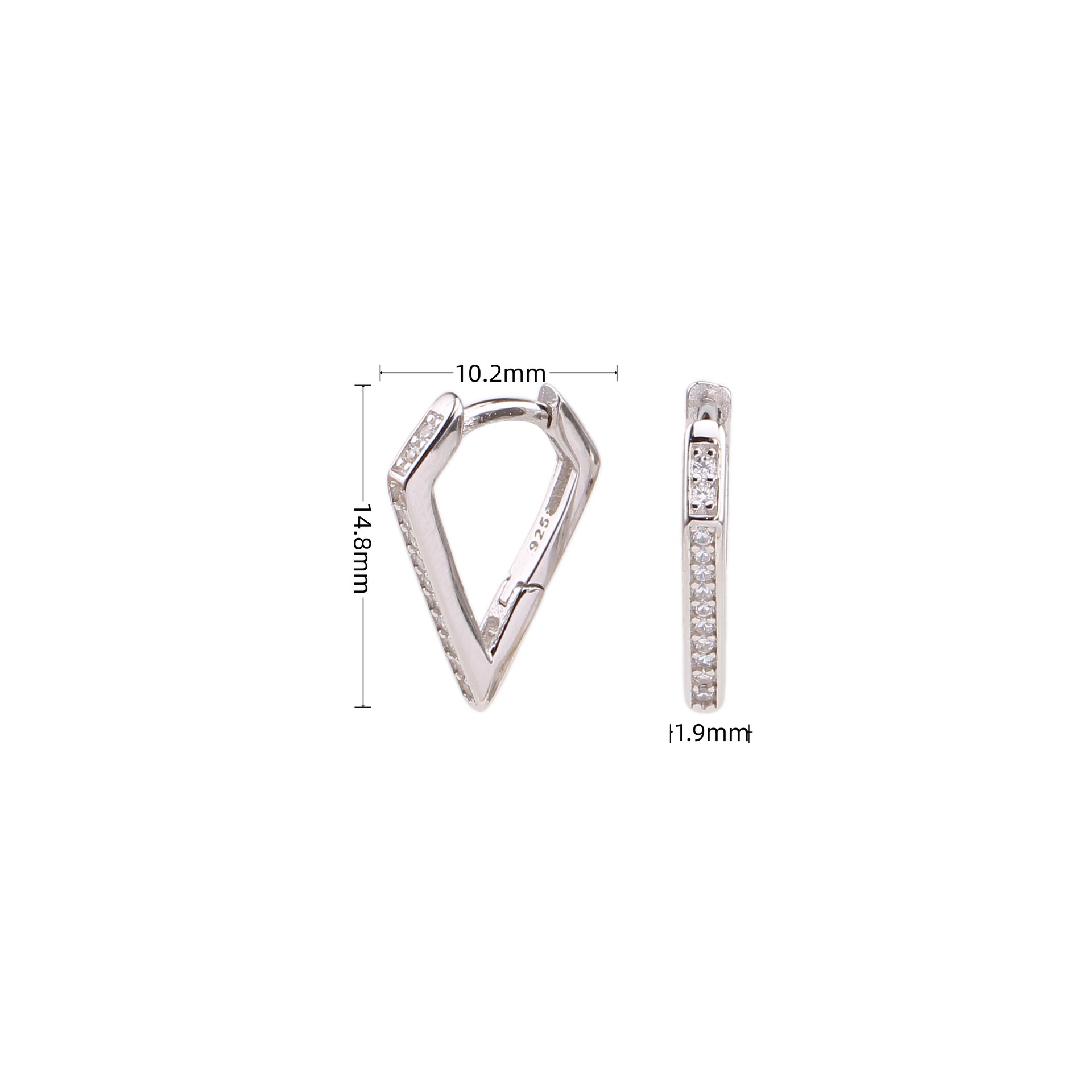 1 Pair Korean Style Geometric Inlay Sterling Silver Zircon Earrings display picture 4
