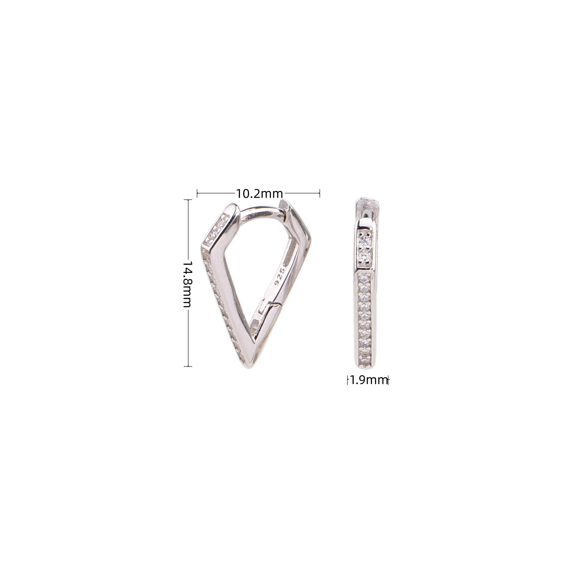 1 Paire Style Coréen Géométrique Incruster Argent Sterling Zircon Des Boucles D'oreilles display picture 4