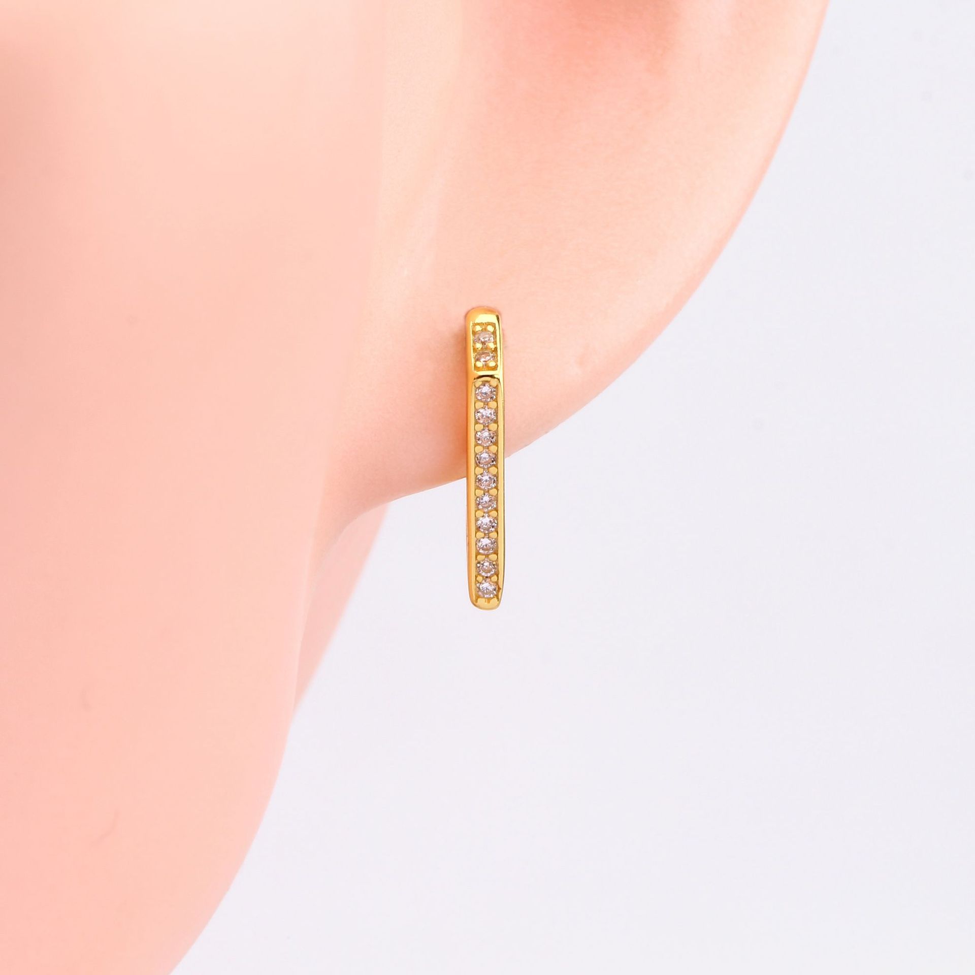 1 Paire Style Coréen Géométrique Incruster Argent Sterling Zircon Des Boucles D'oreilles display picture 5