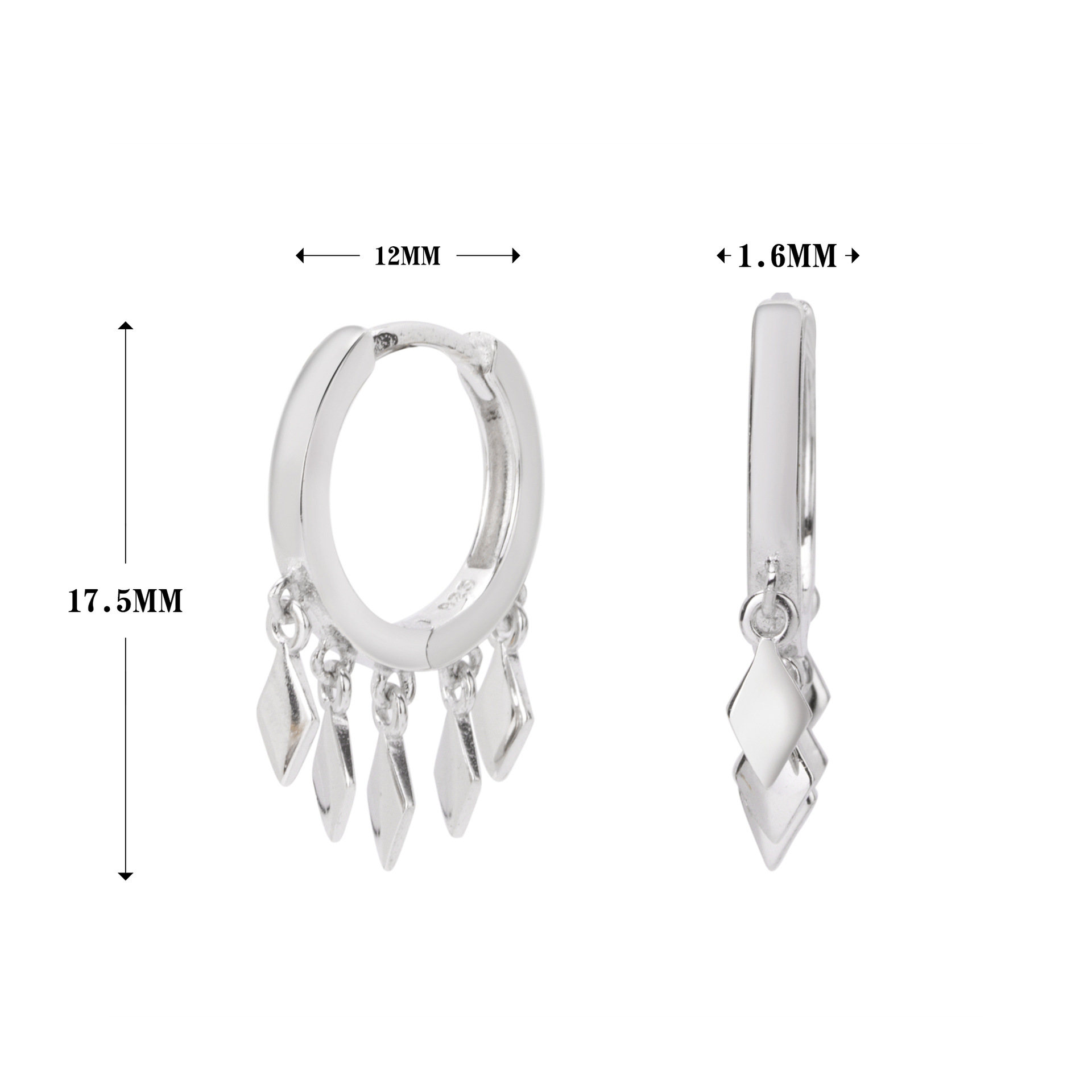 1 Pair Basic Modern Style Geometric Rhombus Plating Sterling Silver Earrings display picture 2