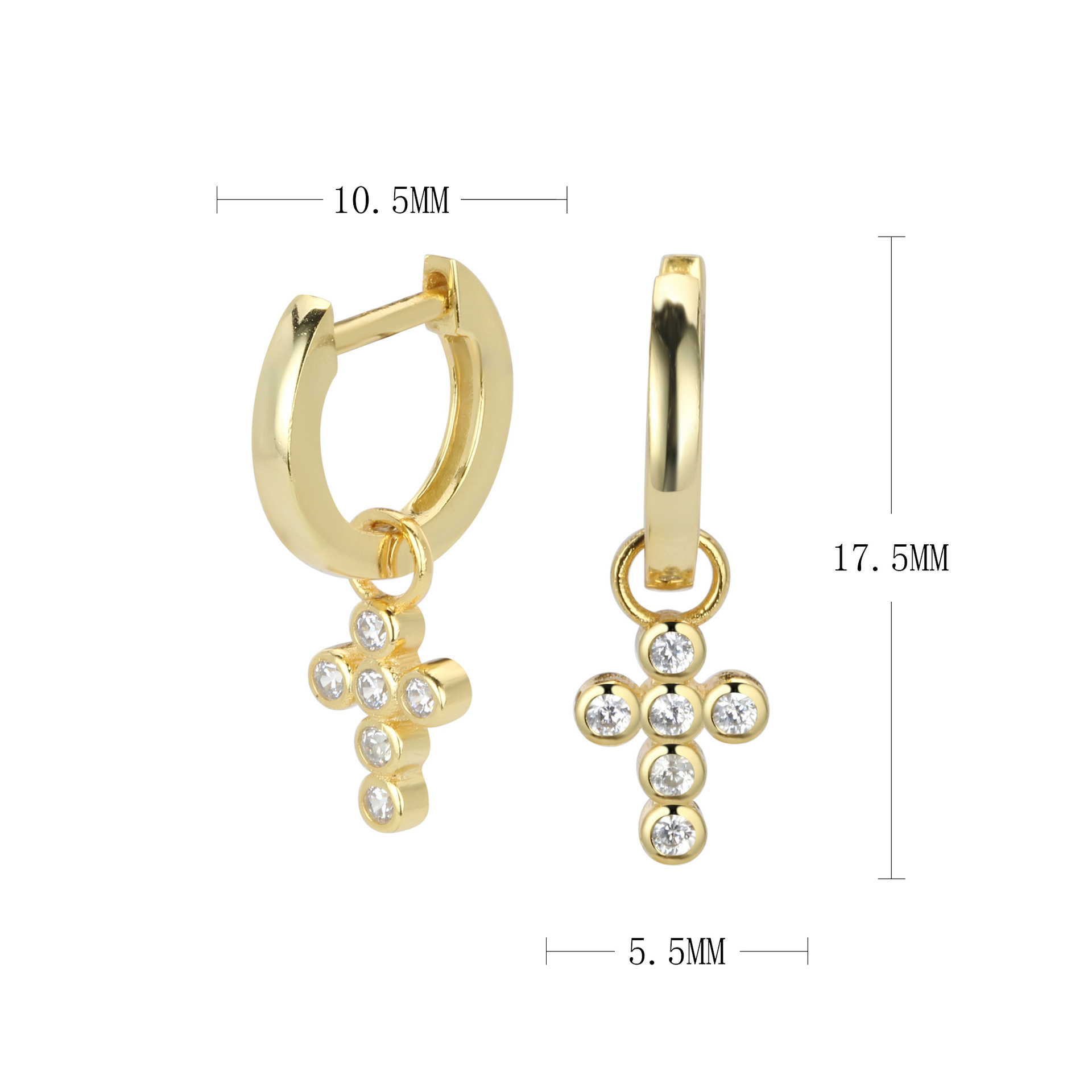 1 Pair Modern Style Cross Inlay Sterling Silver Zircon Drop Earrings display picture 1