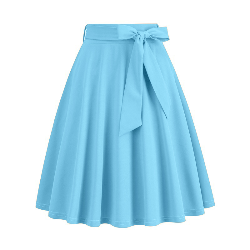 Spring Autumn Casual Solid Color Cotton Blend Midi Dress Skirts display picture 7