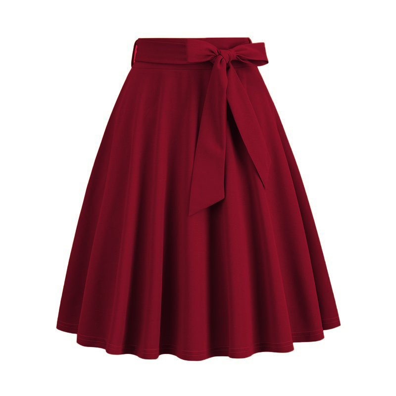 Spring Autumn Casual Solid Color Cotton Blend Midi Dress Skirts display picture 3