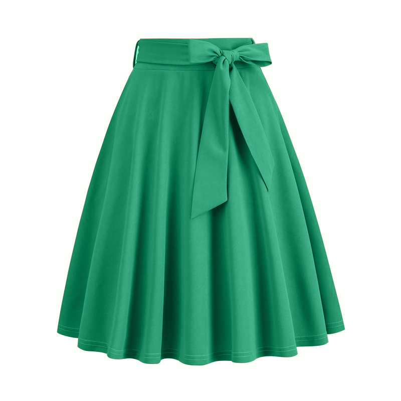 Spring Autumn Casual Solid Color Cotton Blend Midi Dress Skirts display picture 6
