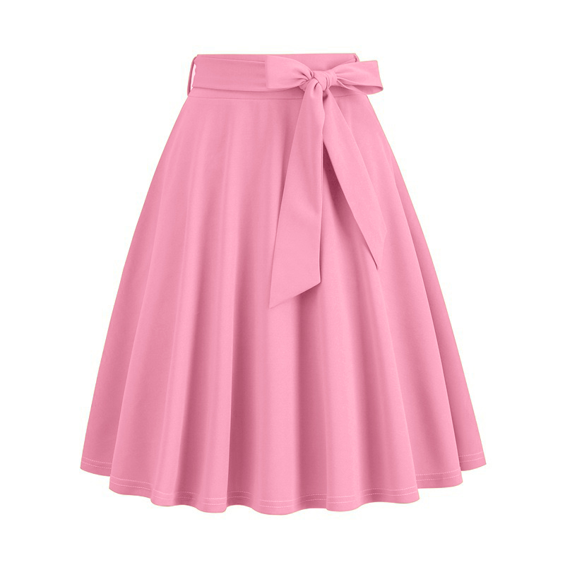 Spring Autumn Casual Solid Color Cotton Blend Midi Dress Skirts display picture 1