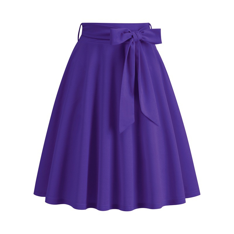 Spring Autumn Casual Solid Color Cotton Blend Midi Dress Skirts display picture 5