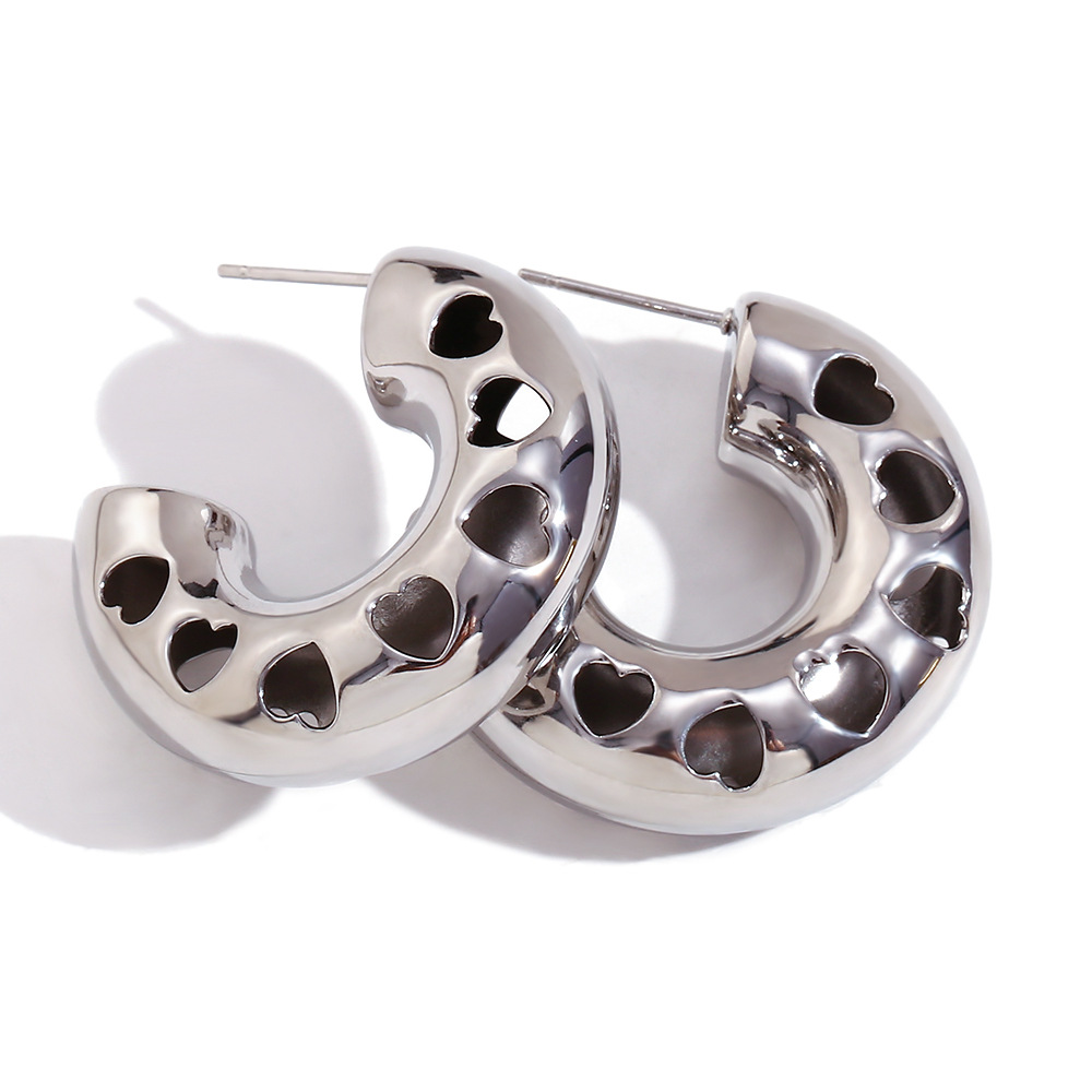1 Paar Einfacher Stil C-Form Rostfreier Stahl 18 Karat Vergoldet Ohrringe display picture 2