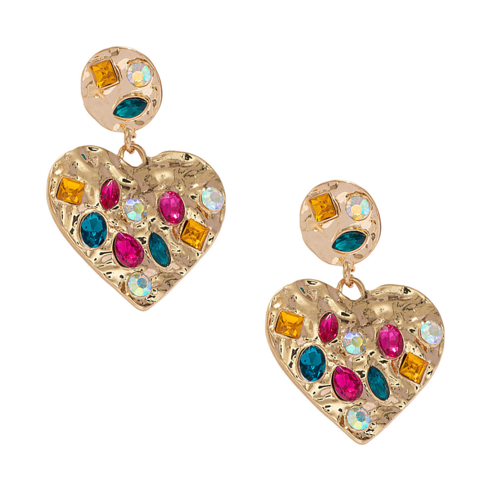 Wholesale Jewelry Sweet Heart Shape Alloy Rhinestones Inlay Drop Earrings display picture 1