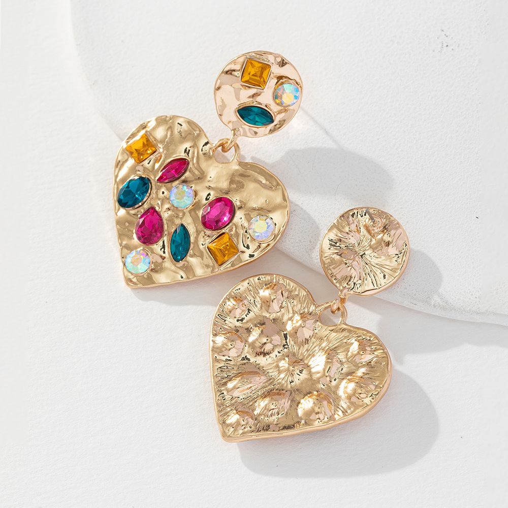 Wholesale Jewelry Sweet Heart Shape Alloy Rhinestones Inlay Drop Earrings display picture 4