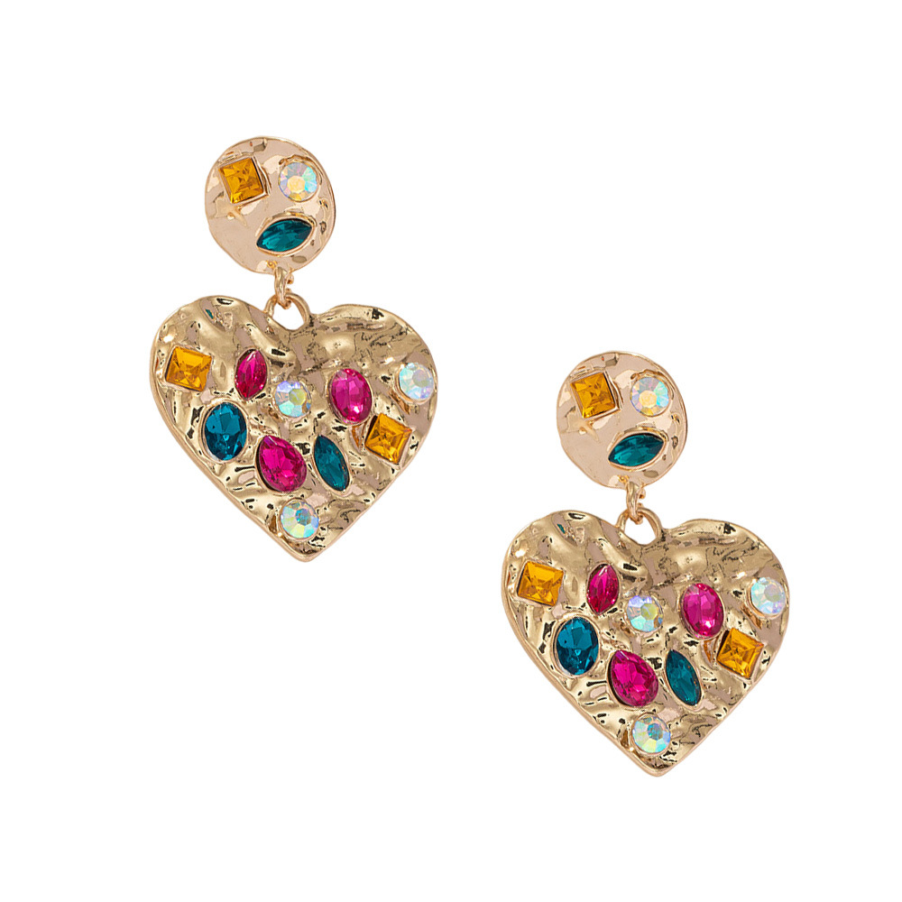 Bijoux En Gros Sucré Forme De Cœur Alliage Strass Incruster Boucles D'oreilles display picture 8