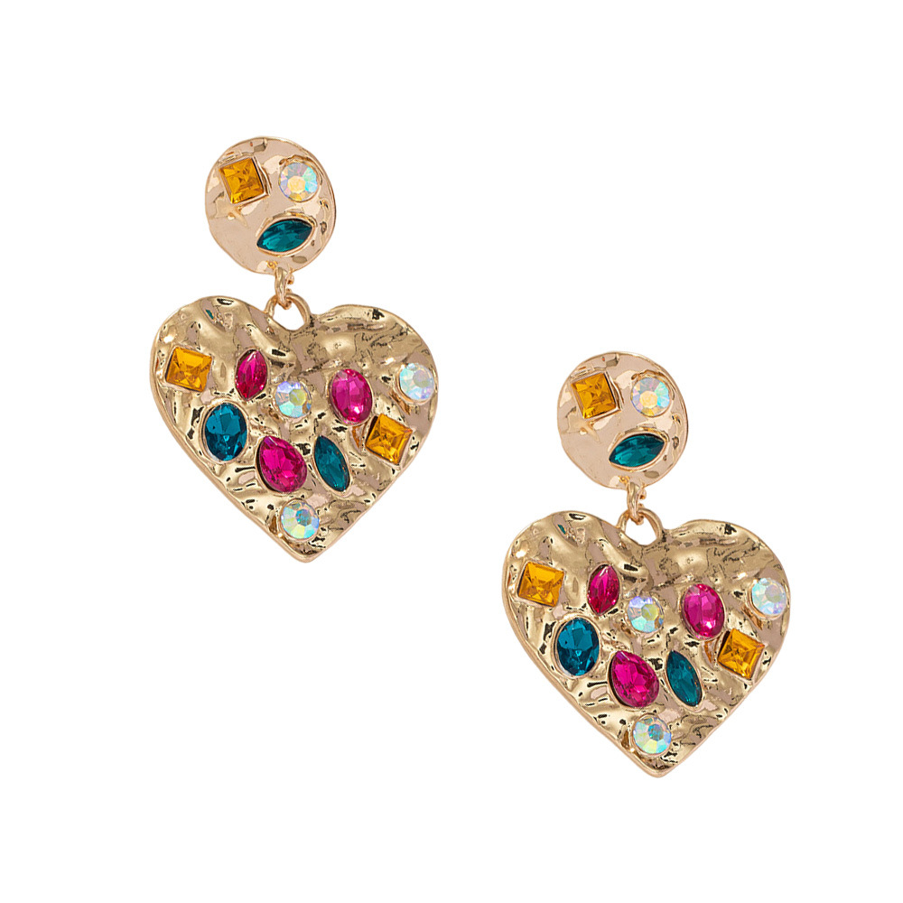 Wholesale Jewelry Sweet Heart Shape Alloy Rhinestones Inlay Drop Earrings display picture 8