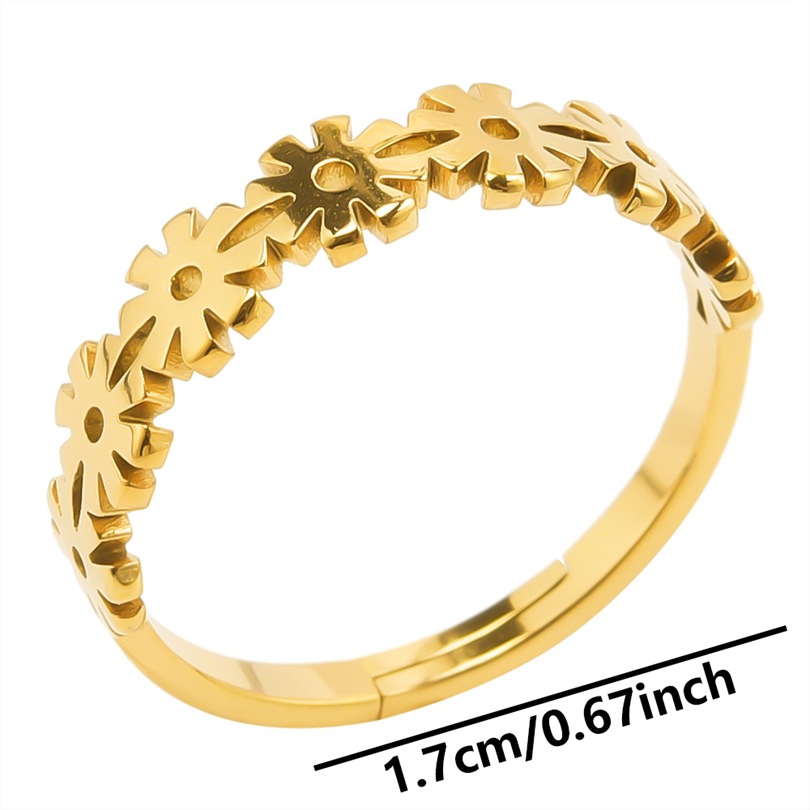 Wholesale Sweet Flower Stainless Steel Open Rings display picture 8