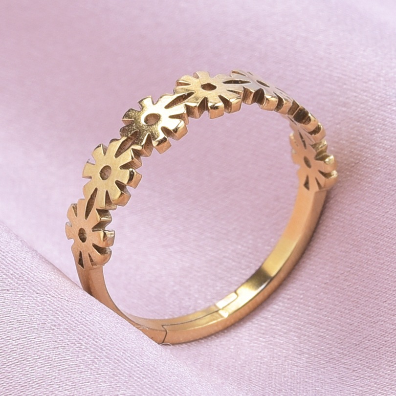 Wholesale Sweet Flower Stainless Steel Open Rings display picture 9