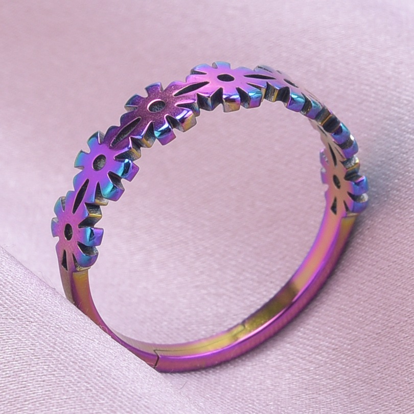 Wholesale Sweet Flower Stainless Steel Open Rings display picture 12