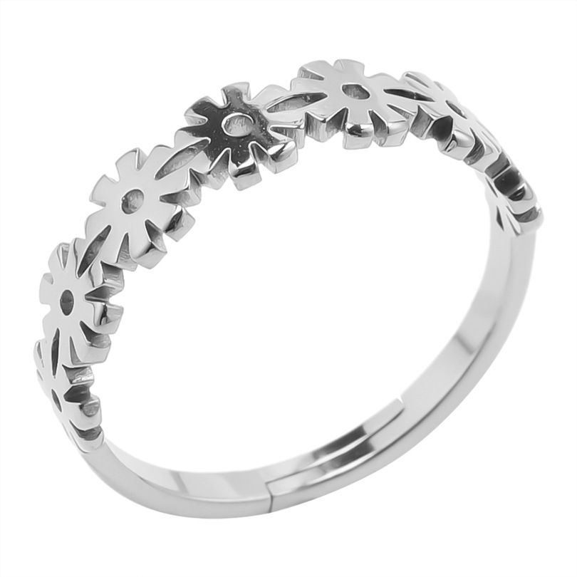 Wholesale Sweet Flower Stainless Steel Open Rings display picture 13