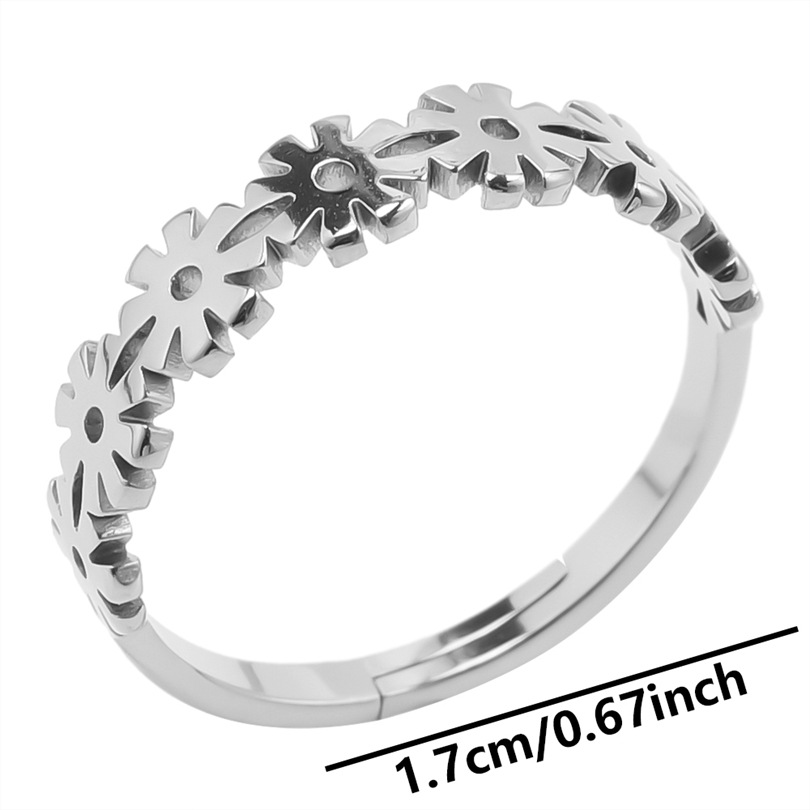 Wholesale Sweet Flower Stainless Steel Open Rings display picture 14