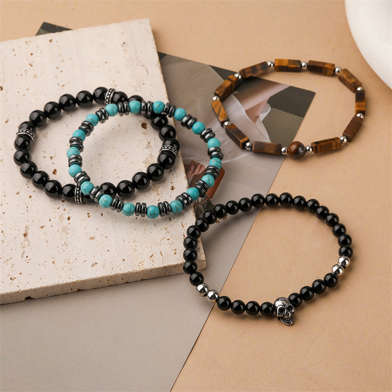 Casual Streetwear Commute Geometric Howlite Stone Tiger Eye Beaded Unisex Bracelets display picture 1
