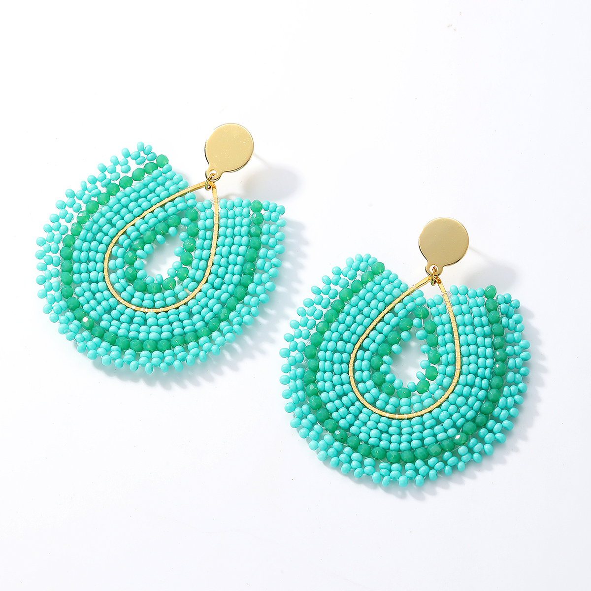 1 Pair Retro Ethnic Style Bohemian U Shape Beaded Handmade Plating 201 Stainless Steel Glass Drop Earrings display picture 6