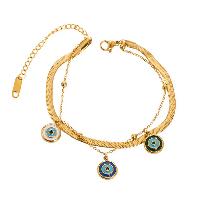 Simple Style Devil'S Eye 304 Stainless Steel 18K Gold Plated Bracelets In Bulk display picture 5