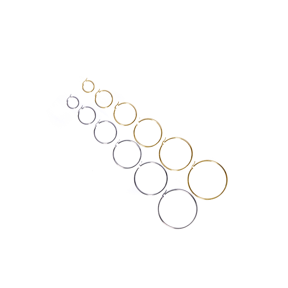 6 Pieces Basic Rock Modern Style Circle Plating 201 Stainless Steel 18K Gold Plated Earrings display picture 1