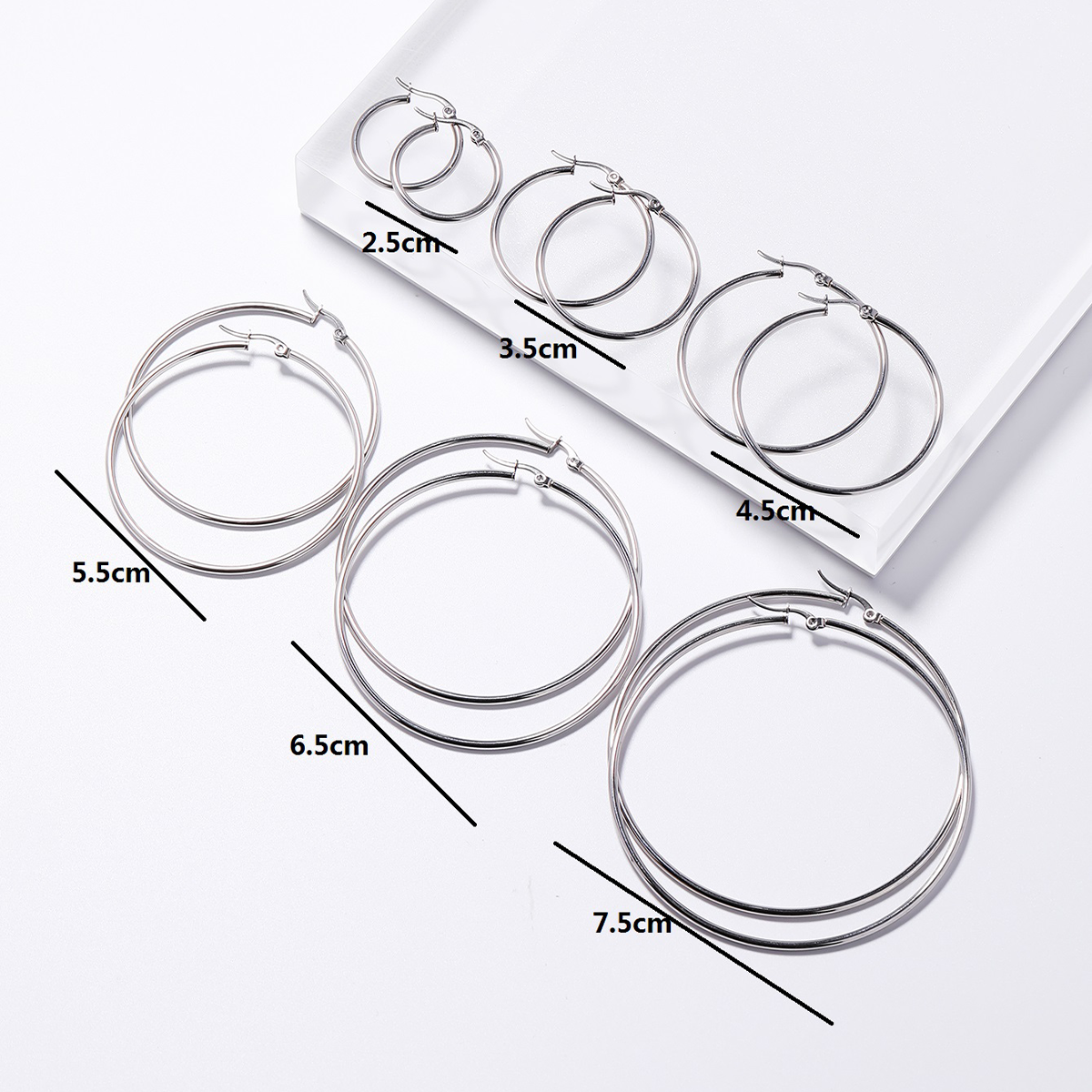 6 Pieces Basic Rock Modern Style Circle Plating 201 Stainless Steel 18K Gold Plated Earrings display picture 5