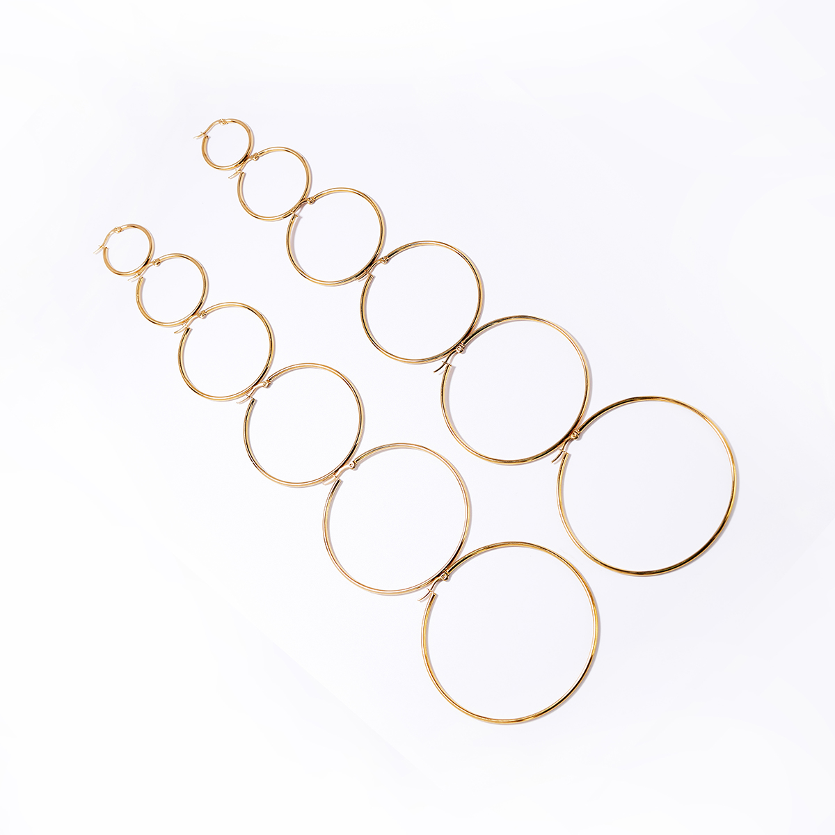 6 Pieces Basic Rock Modern Style Circle Plating 201 Stainless Steel 18K Gold Plated Earrings display picture 7