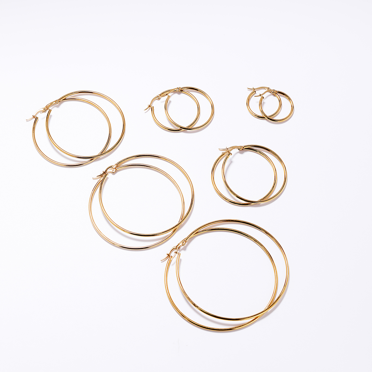 6 Pieces Basic Rock Modern Style Circle Plating 201 Stainless Steel 18K Gold Plated Earrings display picture 9