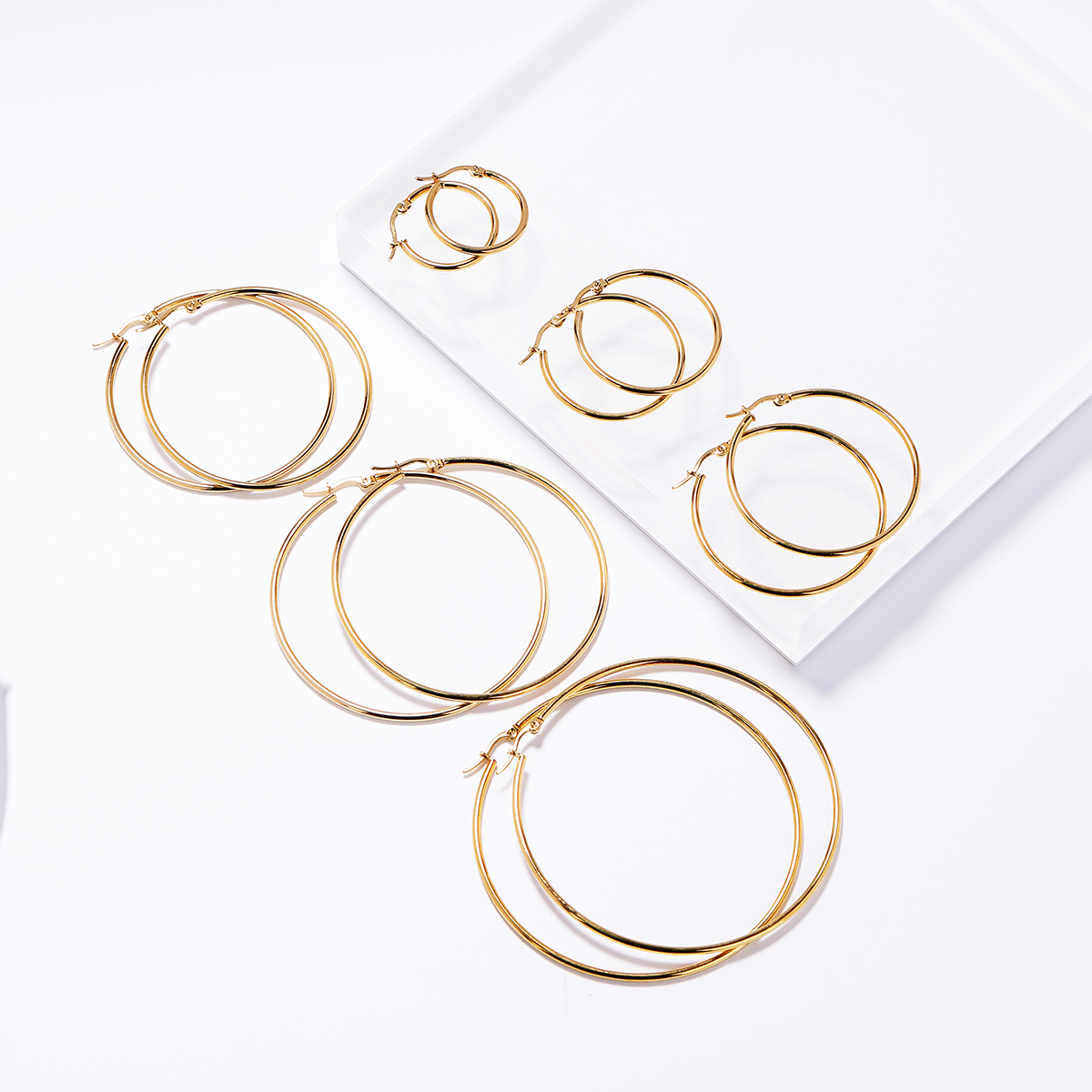 6 Pieces Basic Rock Modern Style Circle Plating 201 Stainless Steel 18K Gold Plated Earrings display picture 10