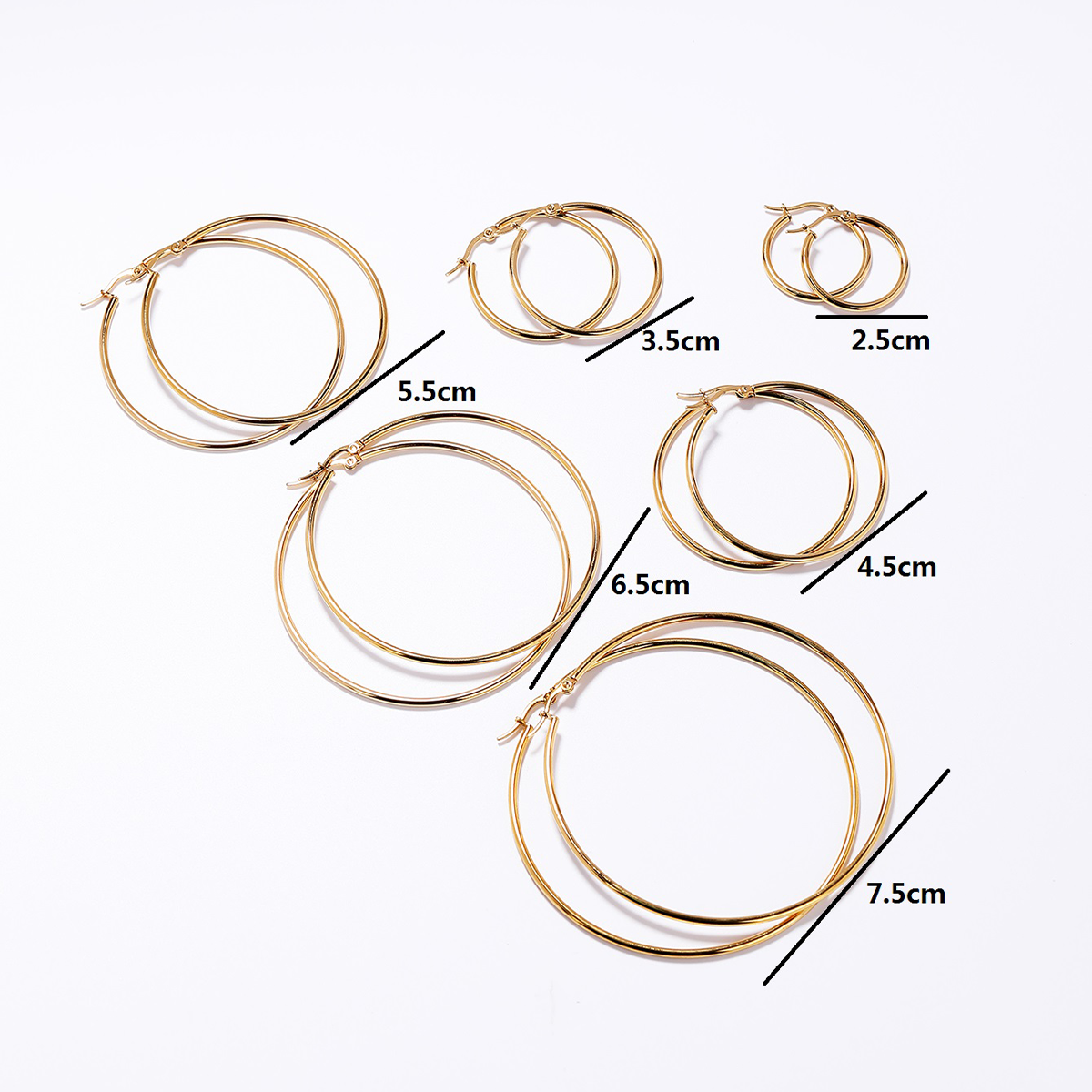 6 Pieces Basic Rock Modern Style Circle Plating 201 Stainless Steel 18K Gold Plated Earrings display picture 11