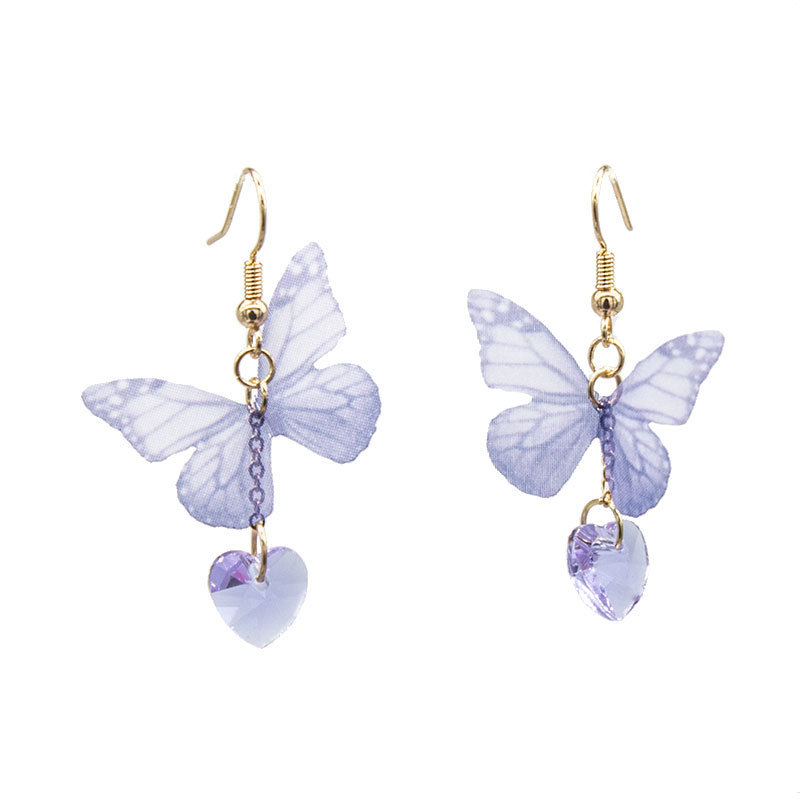 1 Piece Elegant Cute Wedding Butterfly Tassel Plating Artificial Crystal Alloy Fabric Drop Earrings display picture 1