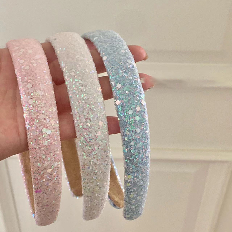 Elegant Streetwear Solid Color Sequin Cloth Hair Band display picture 1