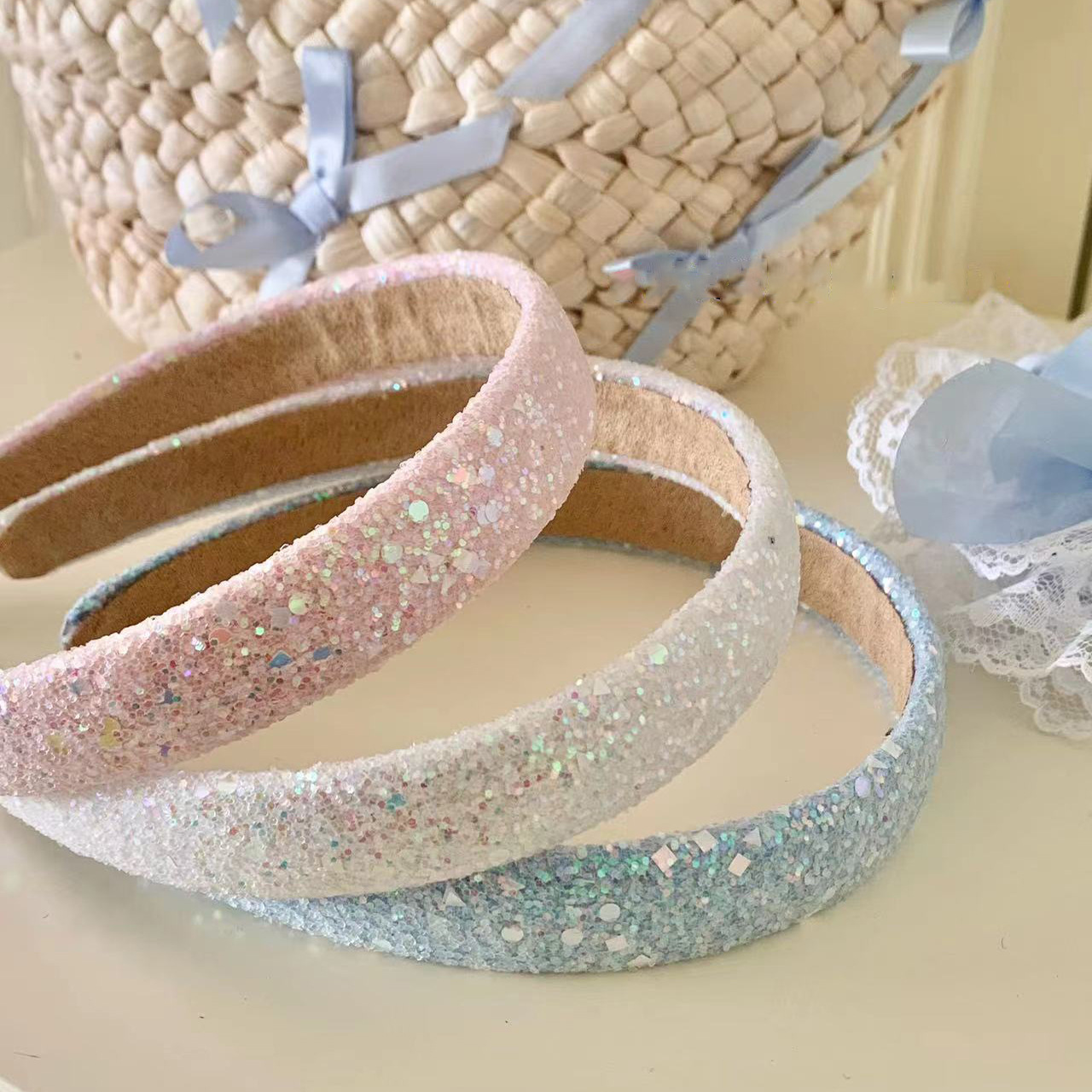 Elegant Streetwear Solid Color Sequin Cloth Hair Band display picture 2
