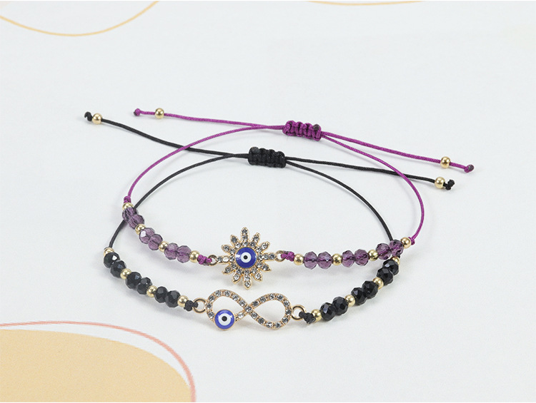 Sweet Solid Color Artificial Crystal Beaded Couple Drawstring Bracelets display picture 4