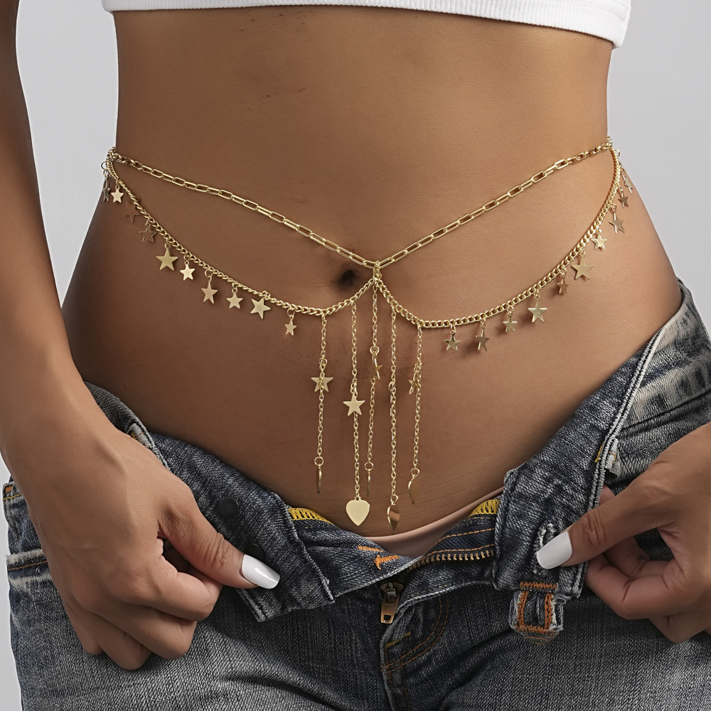 Simple Style Classic Style Star Heart Shape Alloy Plating Gold Plated Women's Waist Chain display picture 1