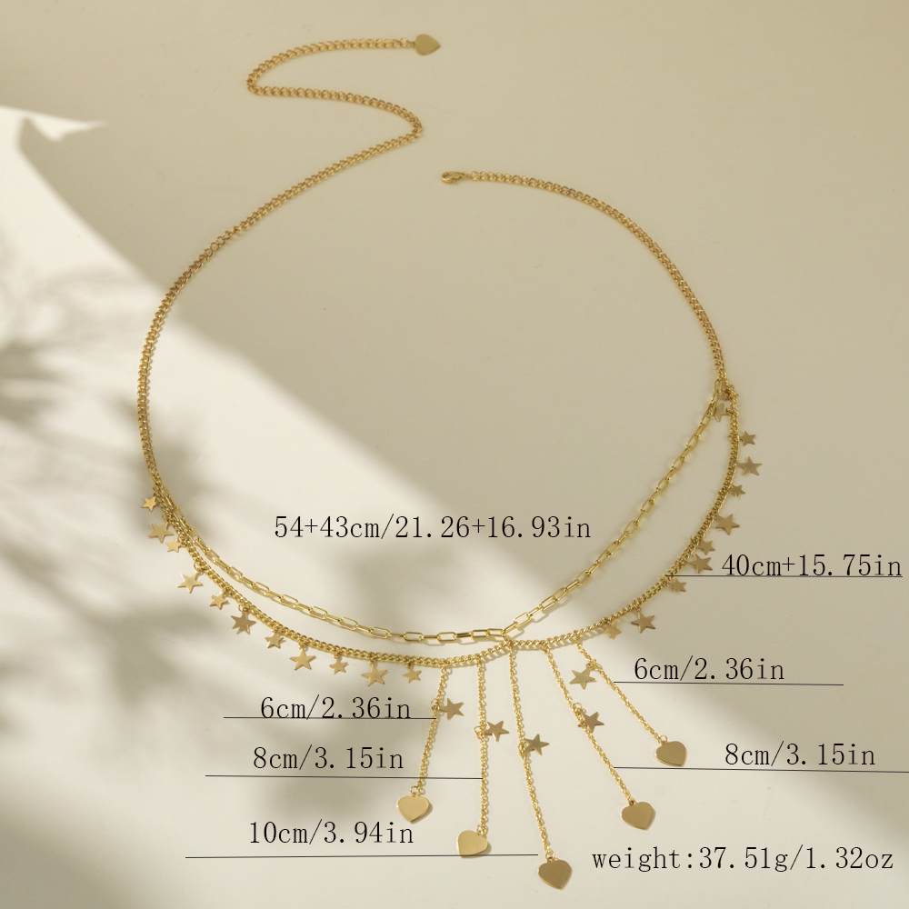 Simple Style Classic Style Star Heart Shape Alloy Plating Gold Plated Women's Waist Chain display picture 7