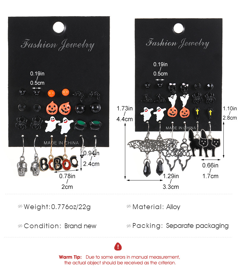 1 Set Gothic Vacation Cool Style Halloween Pattern Alloy Drop Earrings display picture 1