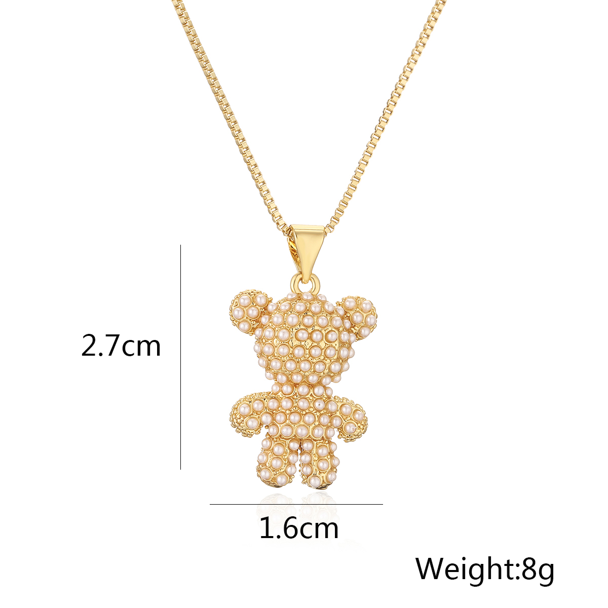 Simple Style Commute Little Bear Copper Plating Inlay Zircon 18k Gold Plated Pendant Necklace display picture 2